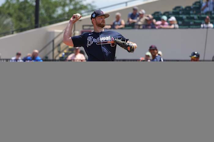 Mar 22, 2023; Lakeland, Florida, USA; Atlanta Braves starting pitcher Mike Soroka (40) throws a pitch during the first inning against the Detroit Tigers at Publix Field at Joker Marchant Stadium. Mandatory Credit: Mike Watters-USA TODAY Sports